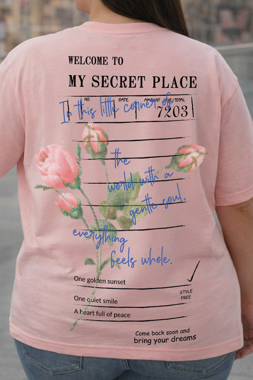 Gentle Soul Rose Water Plus Size Printed T-shirt