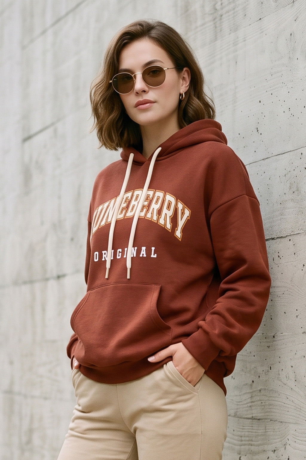 Juneberry Original Rust Graphic Printed Oversized Hoodie