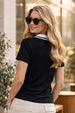 Black & White Collar Regular Fit Premium Pique Lycra Polo T-Shirt