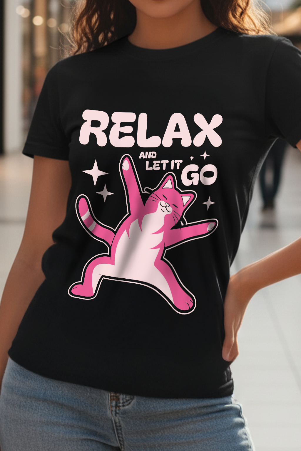 Relax Black Printed Regular Fit T-Shirt