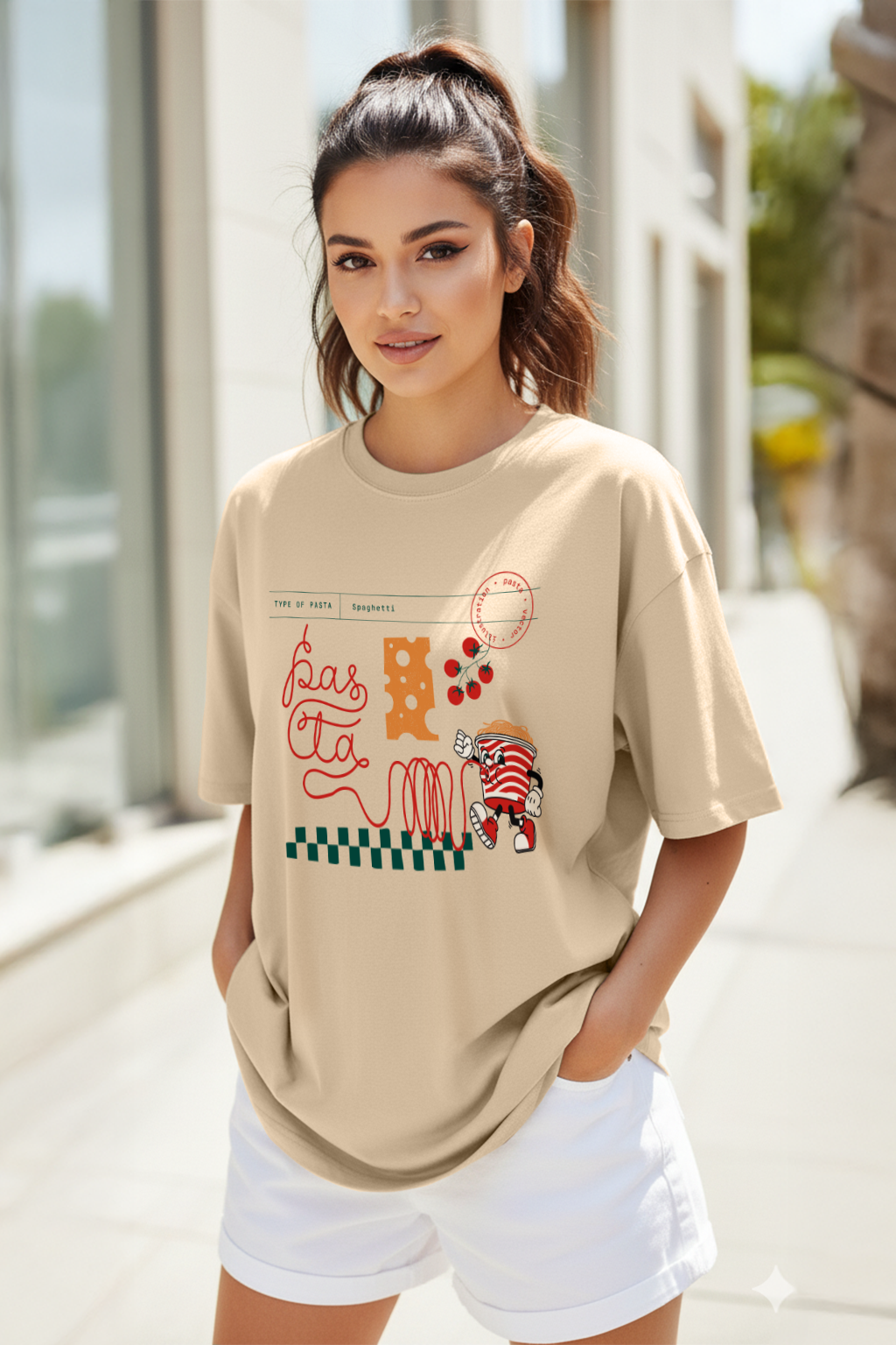 Pasta Swanwhite Oversized Graphic T-Shirt