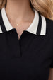 Black & White Collar Regular Fit Premium Pique Lycra Polo T-Shirt