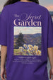 Secret Garden Purple Oversized Graphic Printed T-Shirt