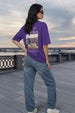 Secret Garden Purple Oversized Graphic Printed T-Shirt