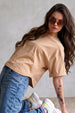 Beige Plain Boyfriend Fit T-Shirt