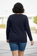 Navy Plain Full Sleeve Plus Size T-shirt