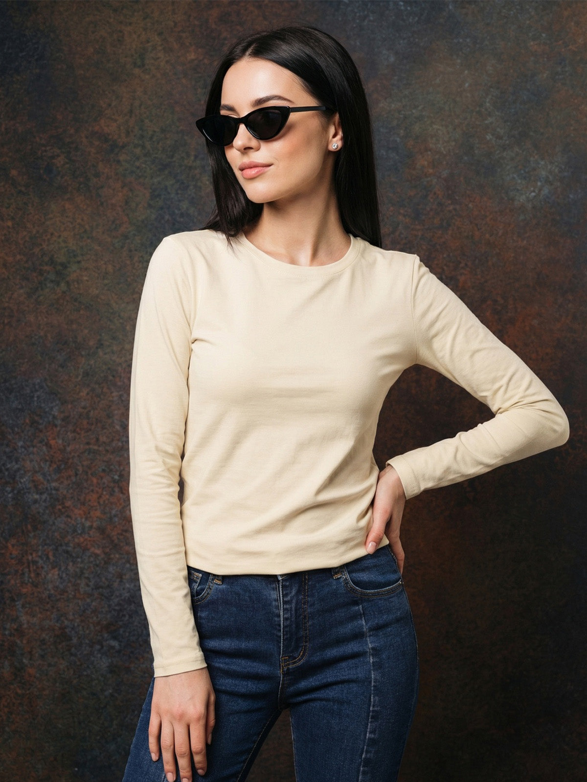 Swan White Plain Full Sleeve Regular Fit T-Shirt