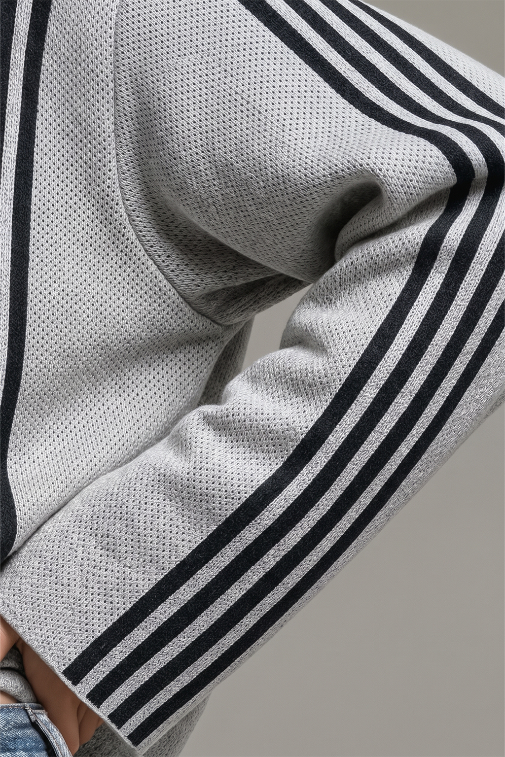 Miami Grey Flatknit Striped Sweatshirt