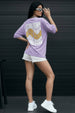 Upside Down Lilac Graphic Printed Oversized T-Shirt