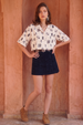 AOP Swanwhite Deep Navy  Oversized crop Shirt