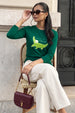 Crocodile Printed Green Full Sleeve Regular Fit T-Shirt