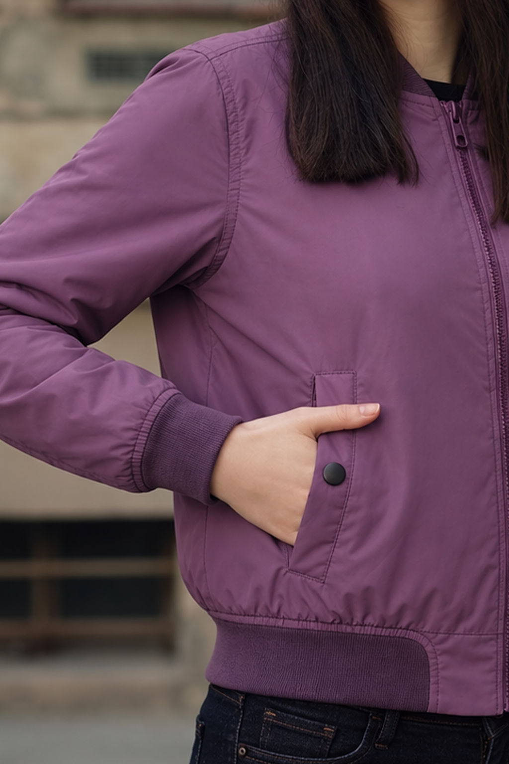 EVERYDAY BLACK CURRENT BOMBER JACKET