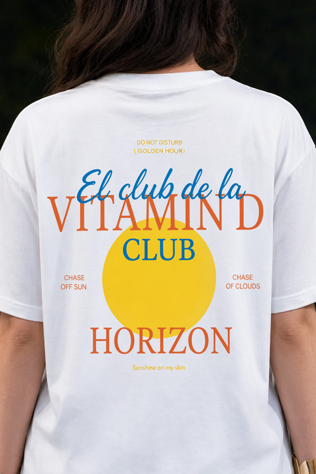 Vitamin D White Graphic Printed Oversized T-Shirt