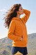 Go Through Graphic Back Printed Orange Regular Fit Hoodie