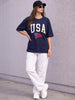 USA Navy Graphic Printed Oversized T-Shirt