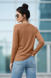 Cork V-Neck Plain Full Sleeve Regular Fit T-Shirt