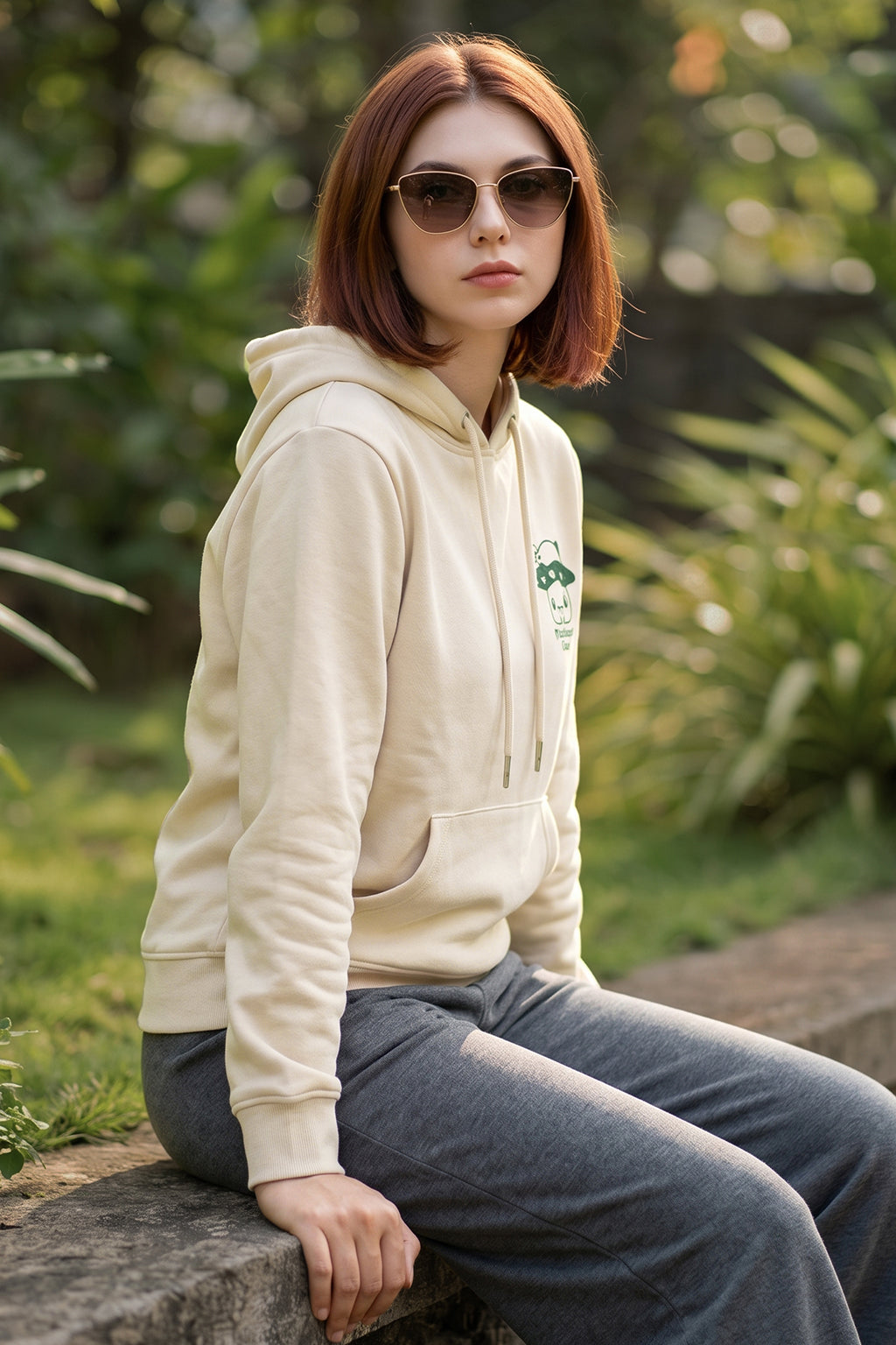 Mushroom Graphic Printed Marshmallow Regular Fit Hoodie
