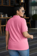 Pink Plain Plus Size Polo T-shirt