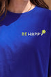 Be Happy Royal Blue Oversized Fit Graphic T-Shirt