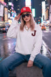 Juneberry White Oversized Printed Sweatshirt