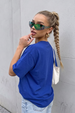 Juneberry Original Royal Blue Oversized Fit Graphic T-Shirt