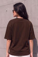 Fallen Angel Brown Oversized Printed T-Shirt