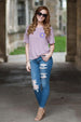 Stay Weird Graphic Printed Lilac Oversized T-Shirt