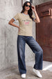 Lazy Weekend Swanwhite Printed Regular Fit T-Shirt