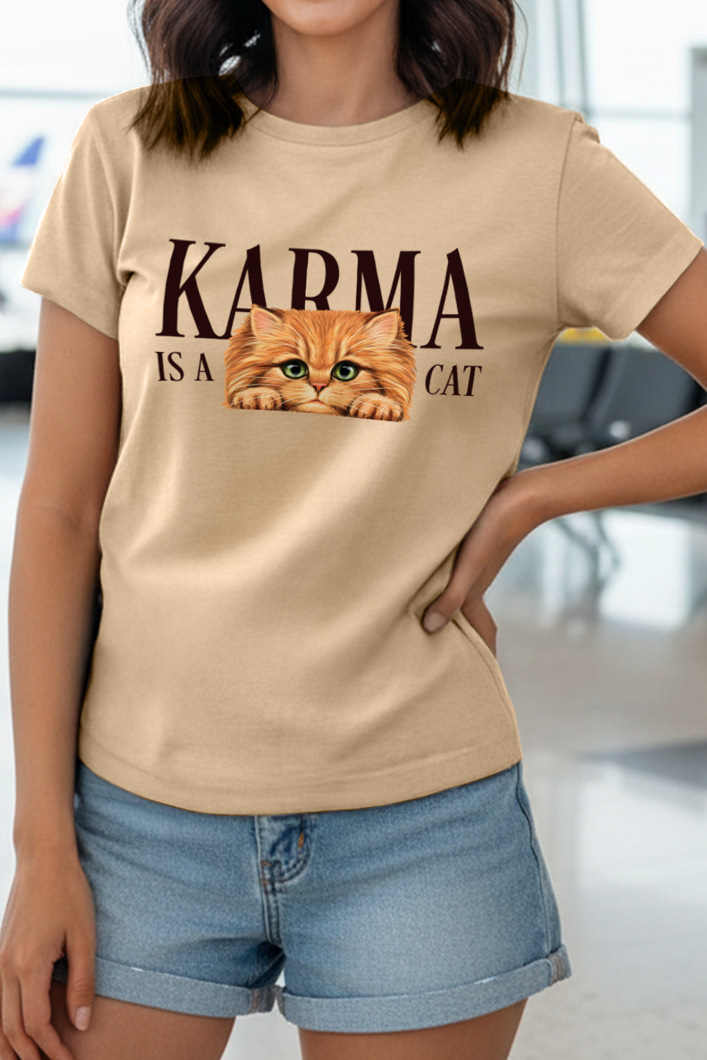 Karma Swanwhite Printed Regular Fit T-Shirt
