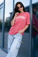 Juneberry Original Pink Oversized Fit Graphic T-Shirt