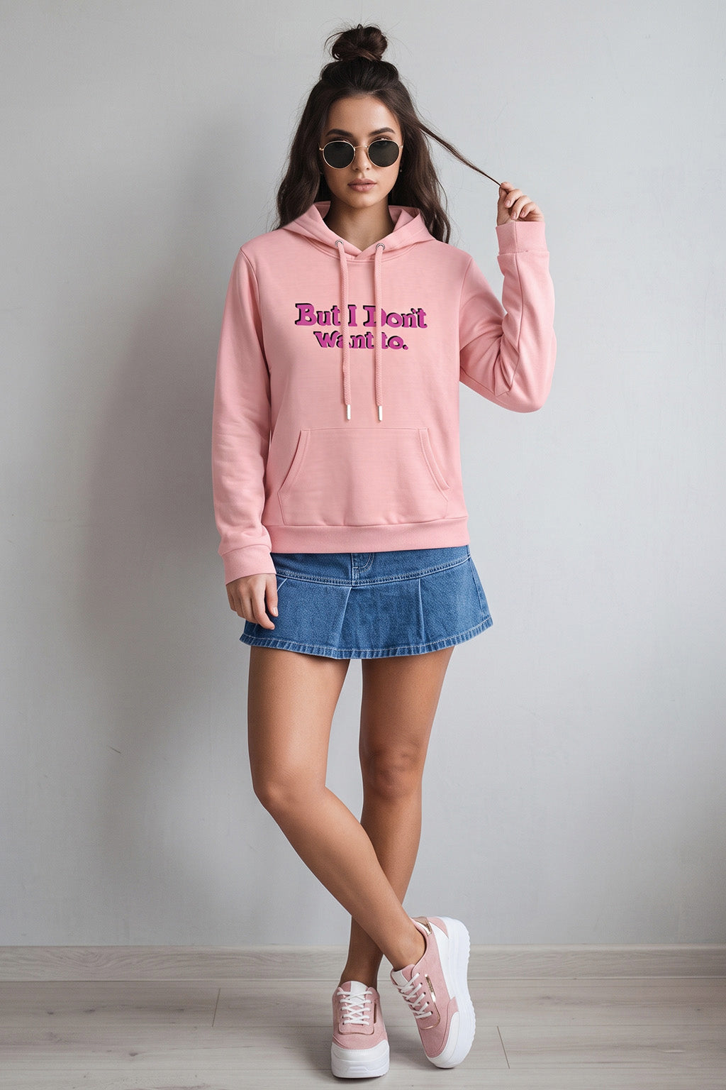 But I Don't Pink Regular Fit Printed Hoodie