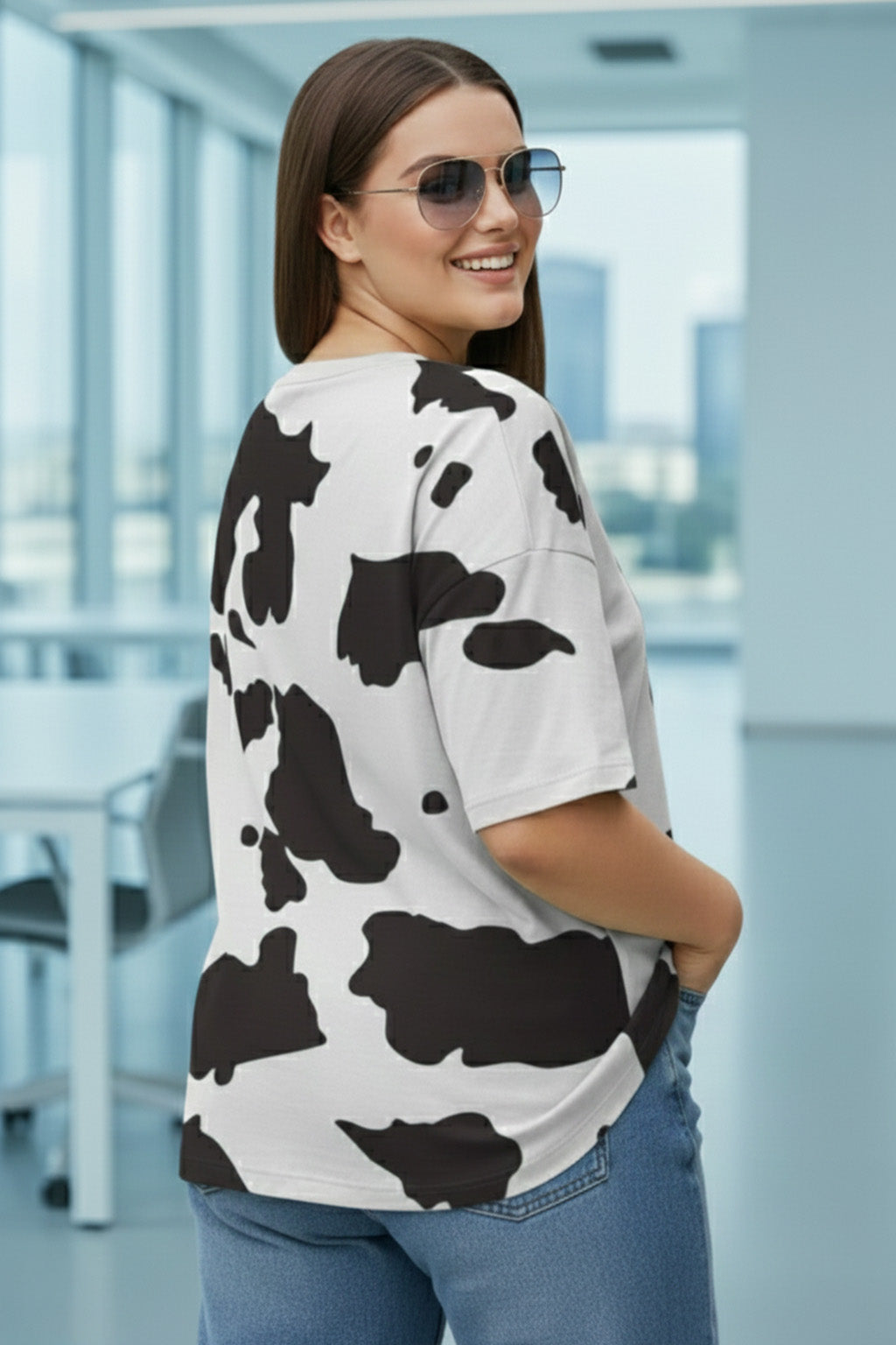 Cow Black & White All Over Printed Plus Size T-shirt