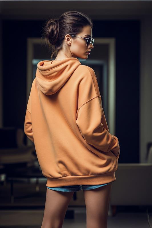 Juneberry Original Orange Graphic Printed Oversized Hoodie