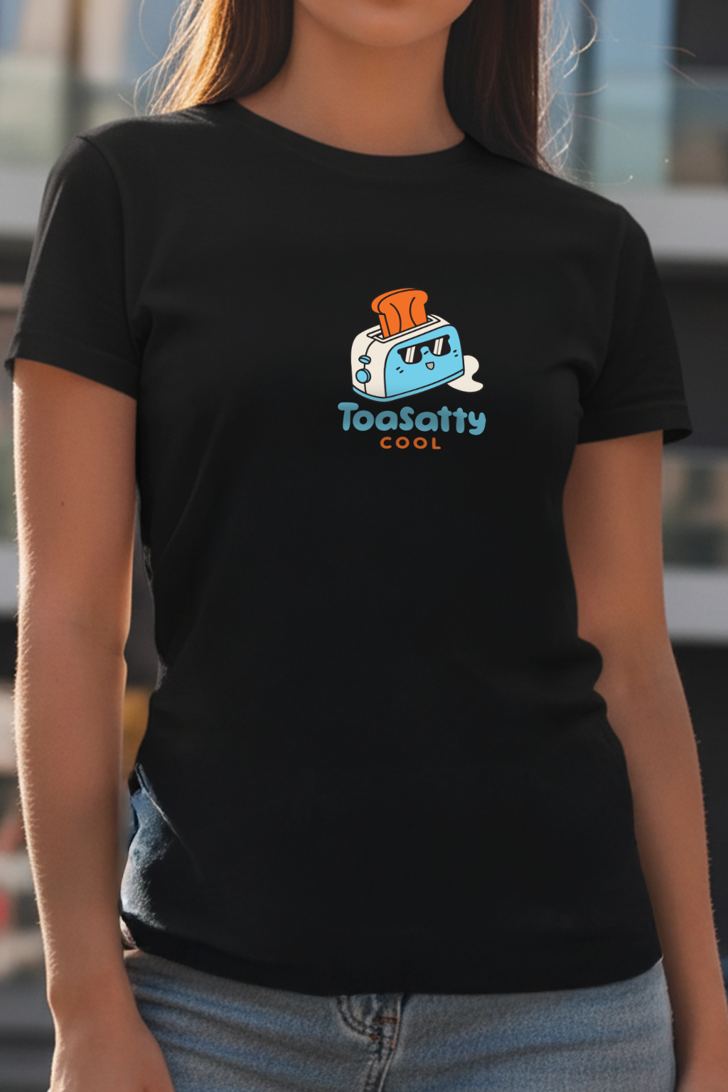 Toasatty Black Printed Regular Fit T-Shirt