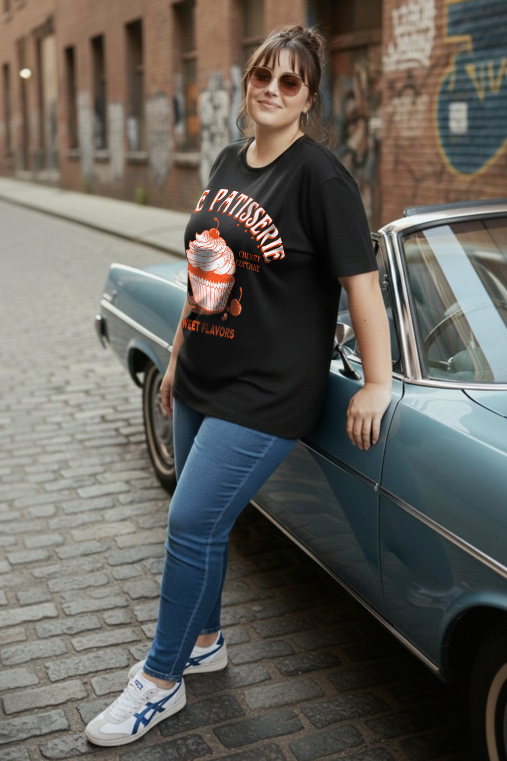 Seaside Travel Black Plus Size Printed T-shirt