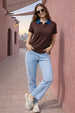 Brown & Blue Collar Regular Fit Premium Pique Lycra Polo T-Shirt