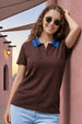 Brown & Blue Collar Regular Fit Premium Pique Lycra Polo T-Shirt