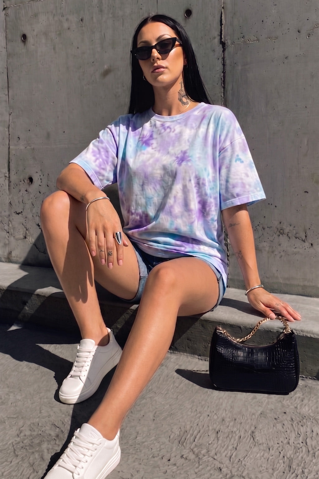 Lilac Oversized Tie Die Printed T-Shirt