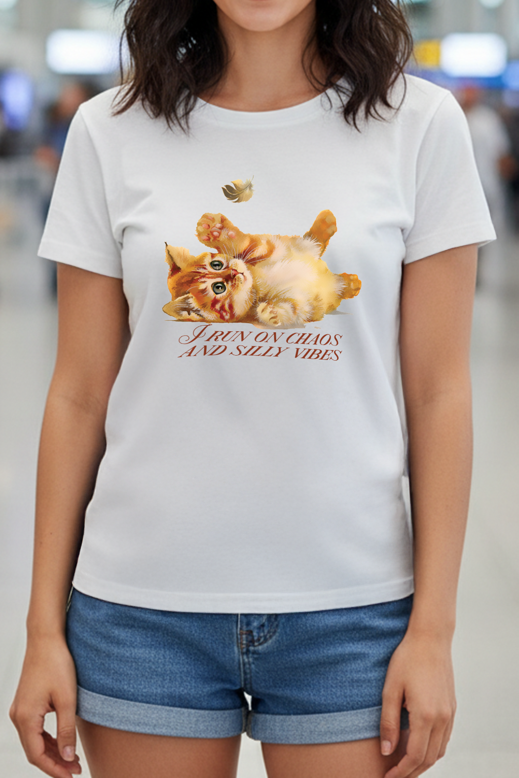 Silly Vibes White Printed Regular Fit T-Shirt
