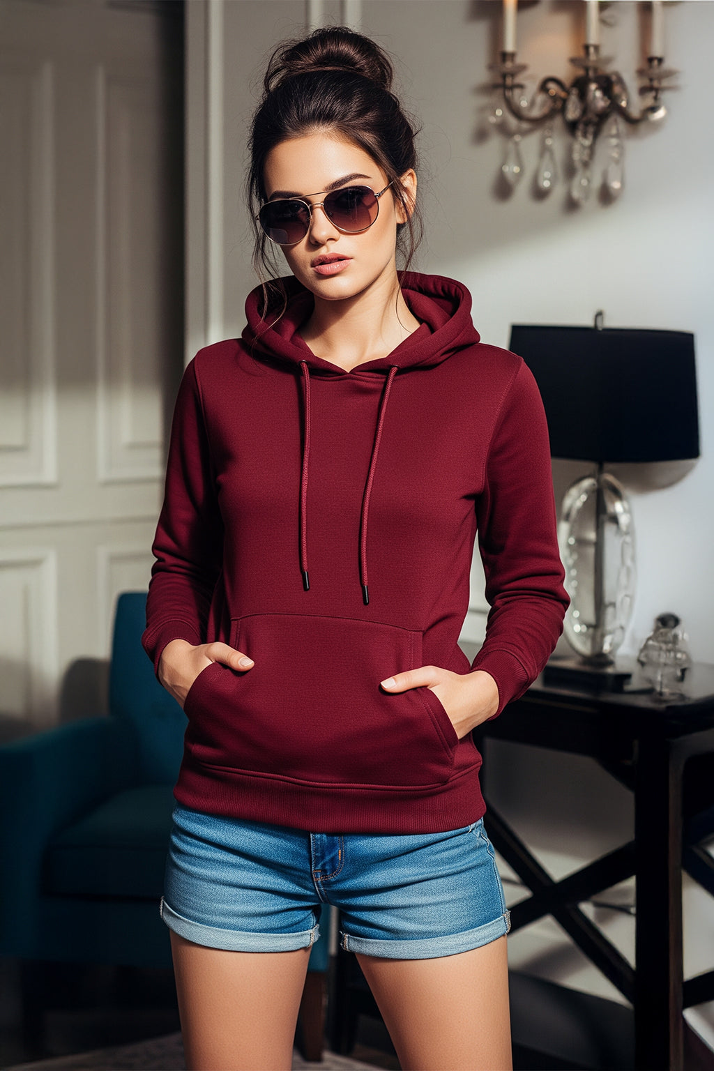 Plain Maroon Regular Fit Hoodie