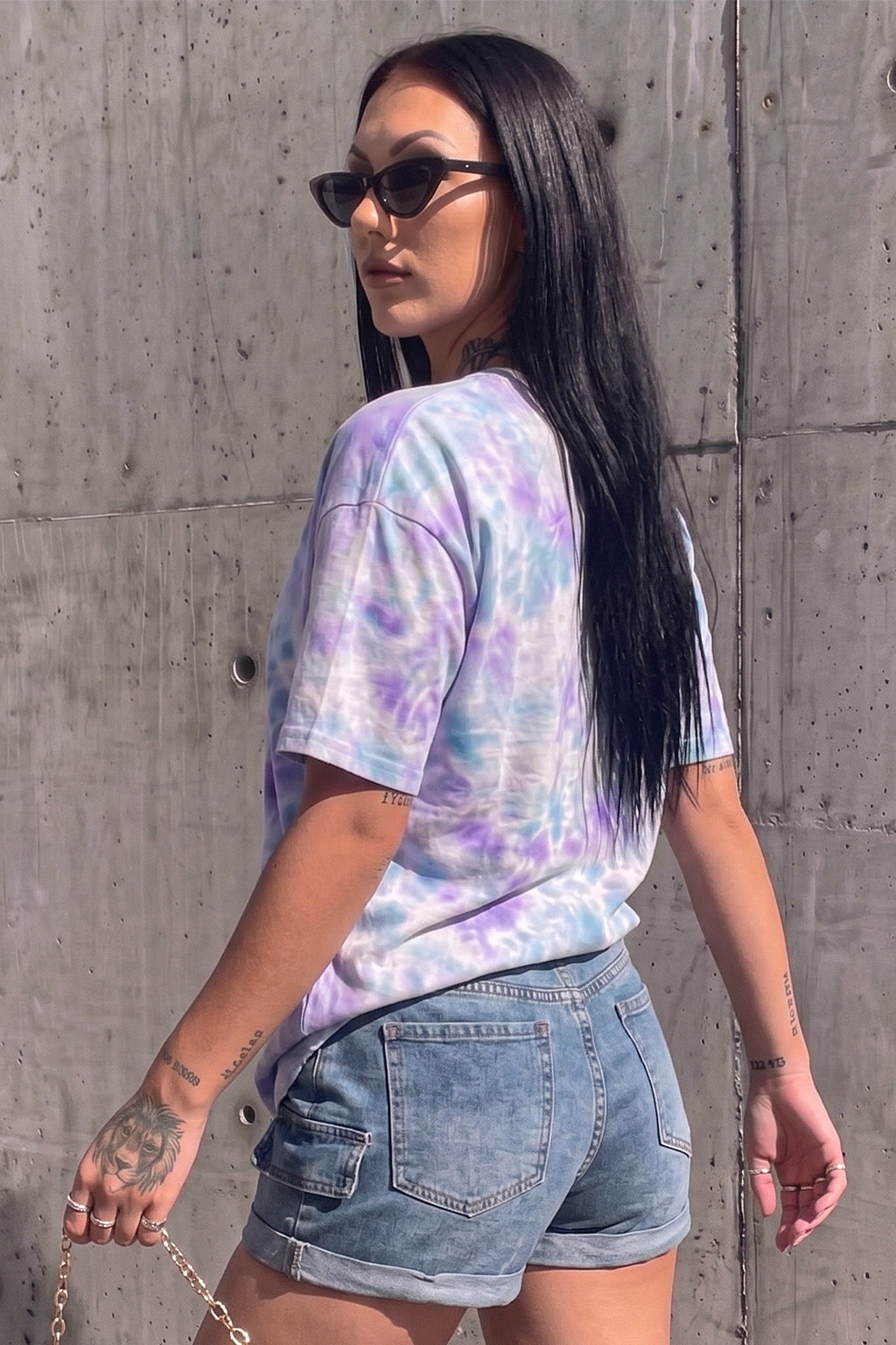 Lilac Oversized Tie Die Printed T-Shirt