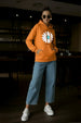 Keep Growing Graphic Printed Orange Oversized Hoodie