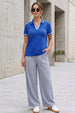 Stripe Collar Blue Regular Fit Premium Pique Lycra Polo T-Shirt