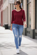 Maroon Plain Full Sleeve Regular Fit T-Shirt