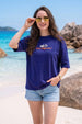 Viva Royal Blue Oversized Fit Printed T-Shirt