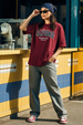 California Maroon Oversized Typographic T-Shirt