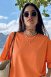 Orange Plain Oversized T-Shirt