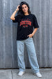 Boston Black Graphic Printed Oversized T-Shirt