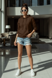 Brown Plain Spun Regular Fit Hoodie