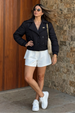 FLURRY BLACK CROPPED JACKET